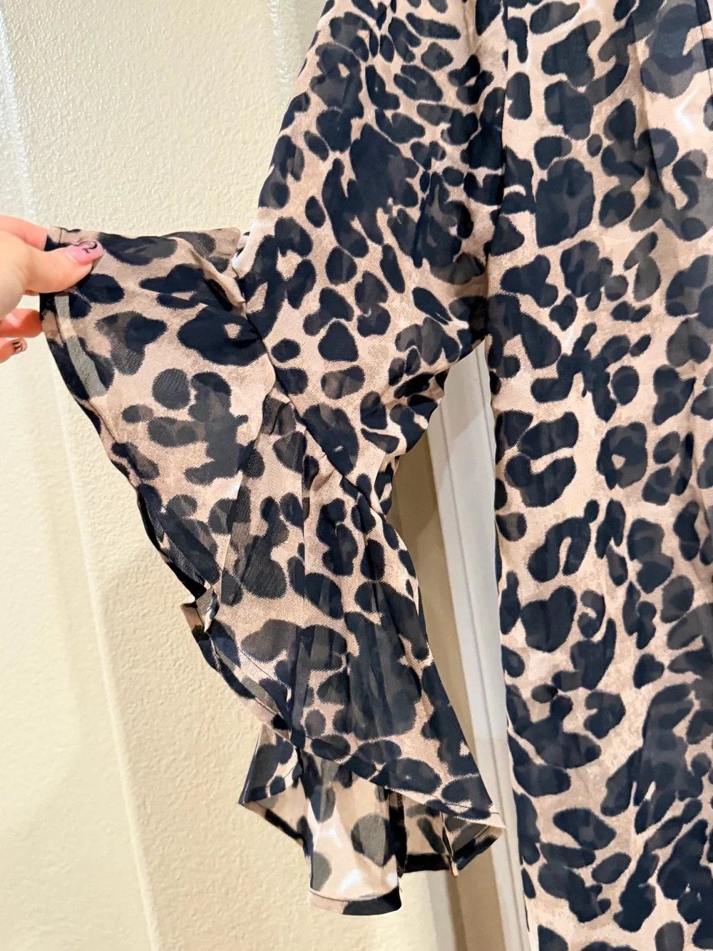 Leopard Print Kimono Cardigan - Tan and Black